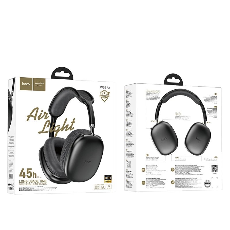 BOROFONE Headphones BO22 Wireless Bluetooth Over-Ear — W 35 Air Black [with packaging】