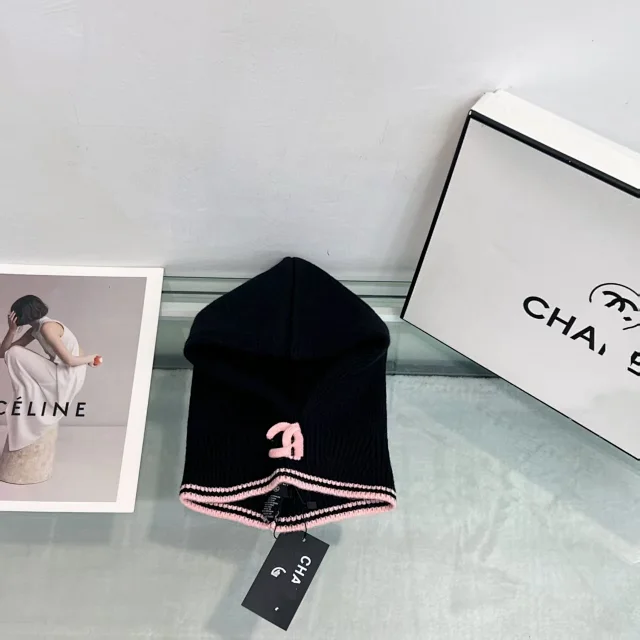 Chanel Hats Ribbed Knit Hood Hat with Contrast Trim product detail image 6
