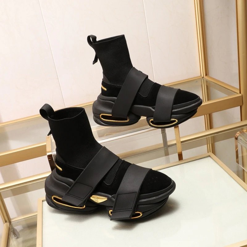 Unbranded Boots Knit sock sneakers with wide crossover straps and chunky platform soles image 4