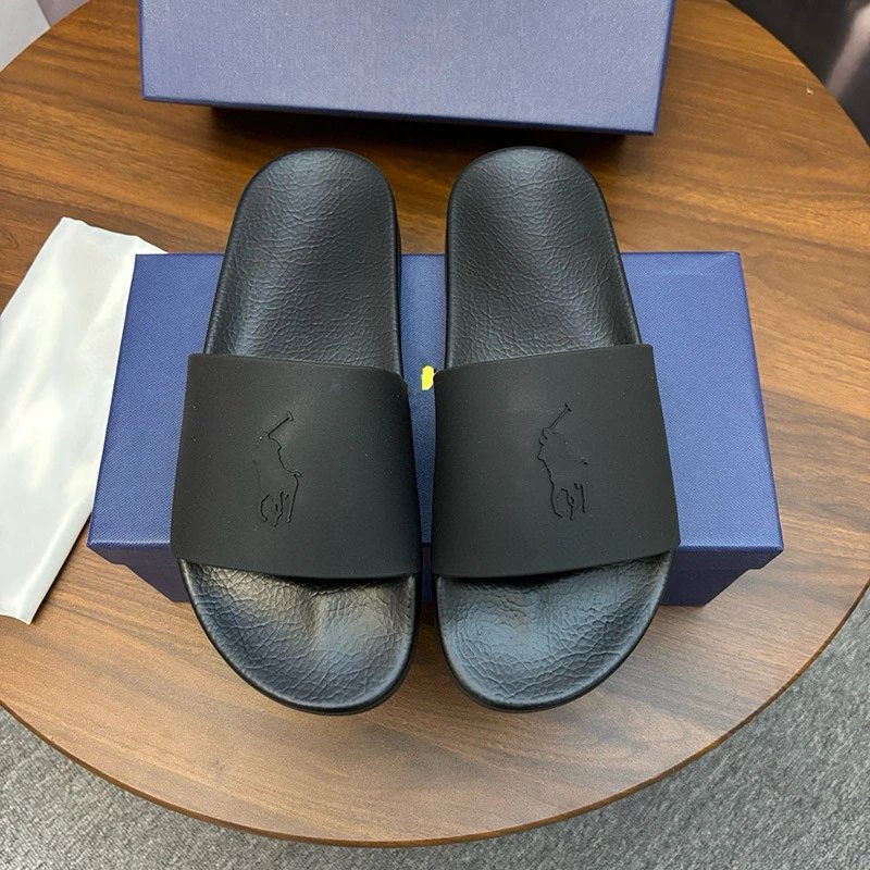 Polo Ralph Lauren Slippers Player Logo Slide — Black