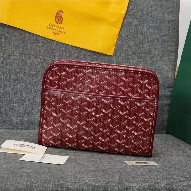 Goyard Travel Bags Zippered toiletry pouch with chevron monogram — Maroon