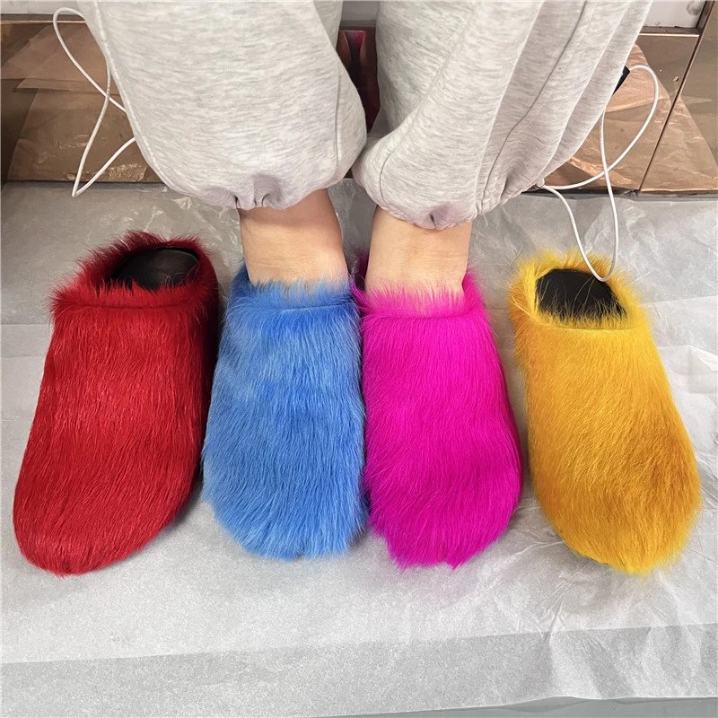 Unbranded Slippers Faux Fur Closed-Toe Mule image 2