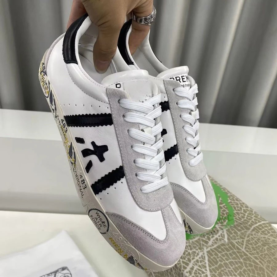 Premiata Sneakers Low-Top Lace-Up with Contrast Logo Appliqué image 4