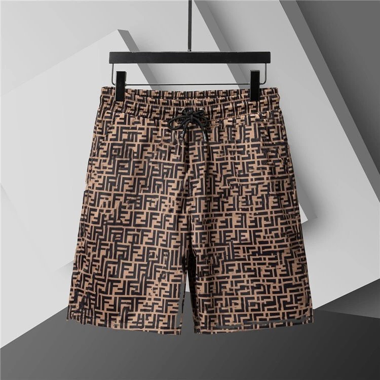 Dior Swimwear Elastic Drawstring Logo-Print Swim Shorts — 3822 dark brown