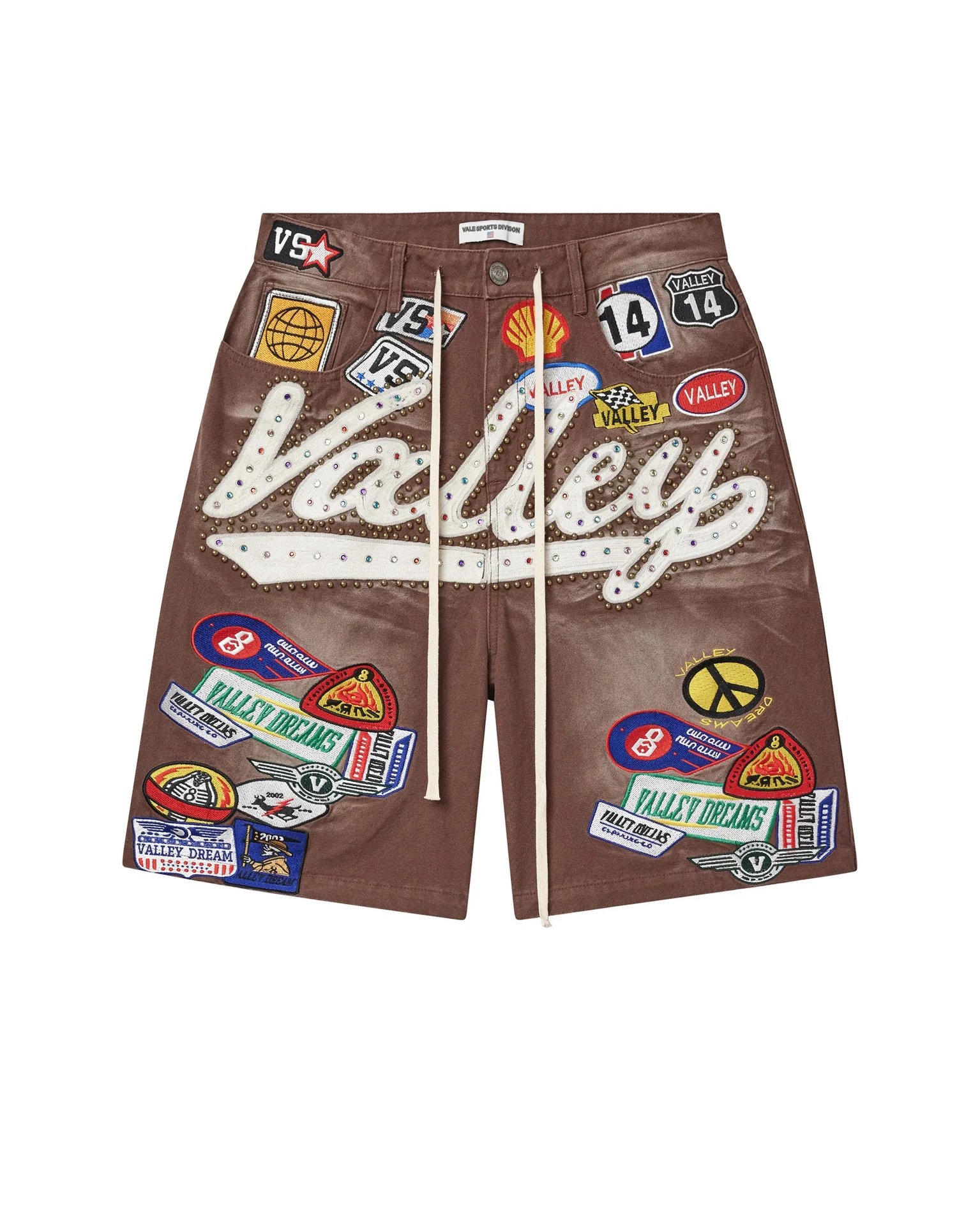 Valley Studded patchwork design — Brown shorts