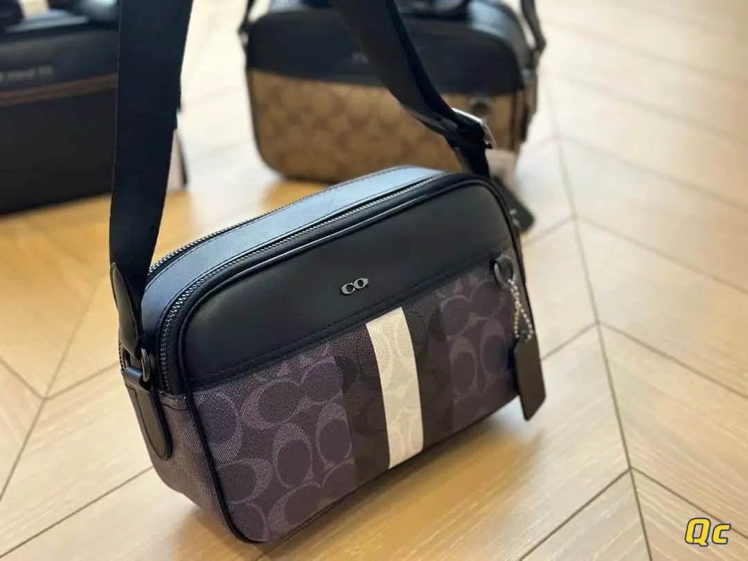 Unbranded Crossbody Bags C4149 Adjustable-Strap Monogram Bag — c4149 blue stripe (plastic wrap, gift box, dust bag)