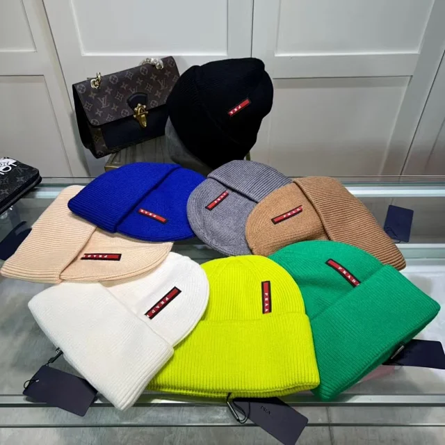 Prada Hats Ribbed Cuffed Knit Beanie product detail image 1