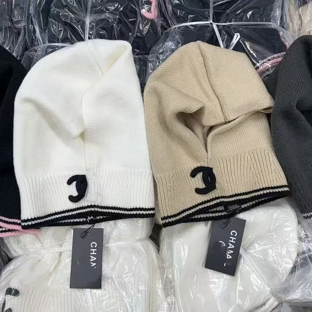 Chanel Hats Ribbed Knit Hood Hat with Contrast Trim product detail image 3