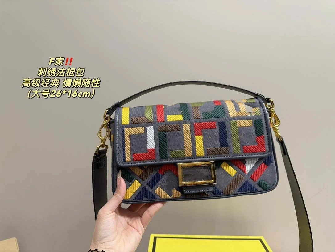 Unbranded Crossbody Bags Embroidered geometric flap bag — Navy blue