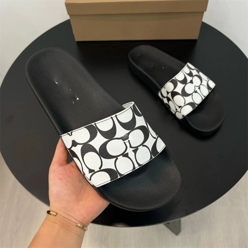 Coach Slippers Monogram Print Slide — White face