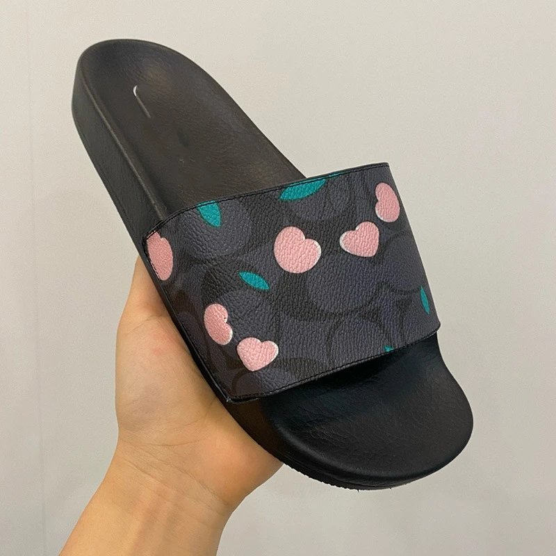 Coach Slippers Monogram Print Slide — gray cherry