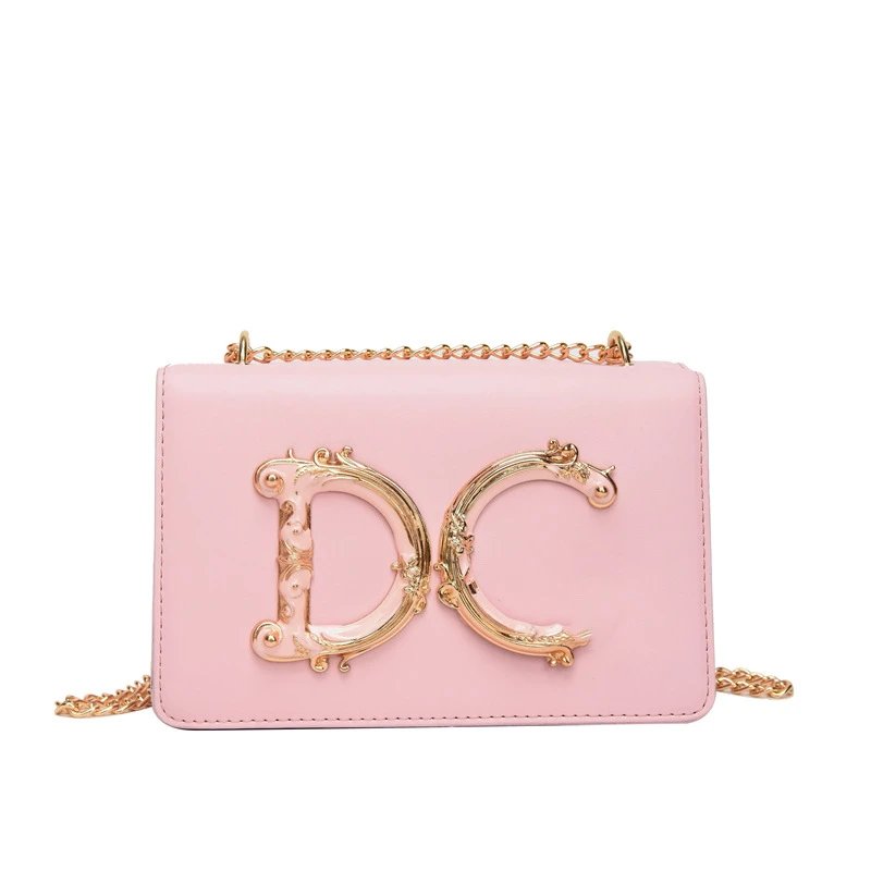 Dolce & Gabbana Crossbody Bags Ornate DC Logo Chain Bag — Pink