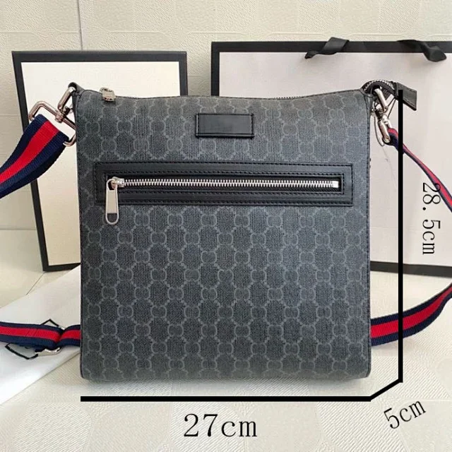 Unbranded Crossbody Bags Monogram-Pattern Bag with Front Zip Pocket and Striped Strap product detail image 1