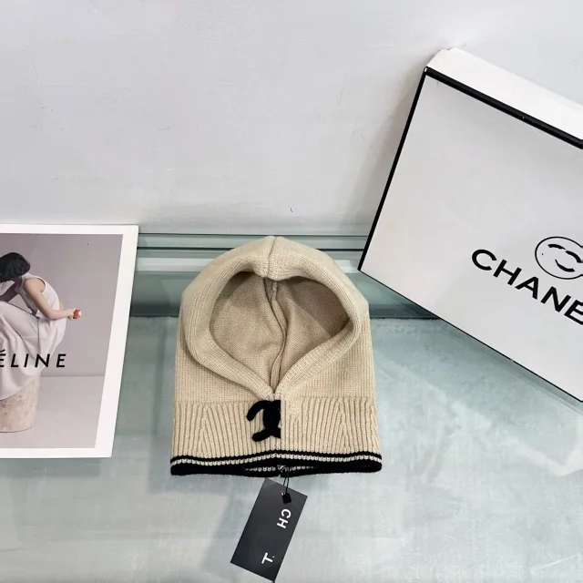 Chanel Hats Ribbed Knit Hood Hat with Contrast Trim product detail image 5