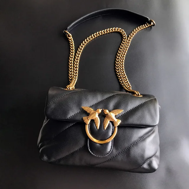 Pinko Crossbody Bags Padded quilted bag with double-bird clasp and chain strap product detail image 2