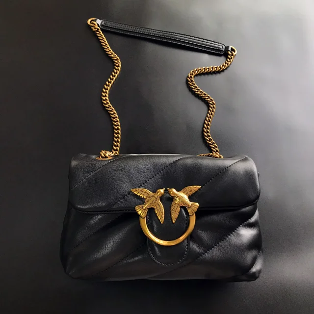 Pinko Crossbody Bags Padded quilted bag with double-bird clasp and chain strap product detail image 3