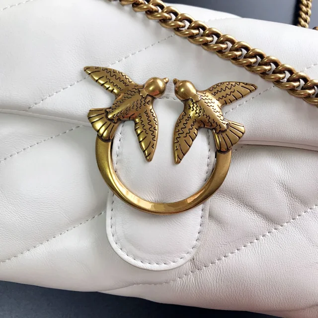 Pinko Crossbody Bags Padded quilted bag with double-bird clasp and chain strap product detail image 17