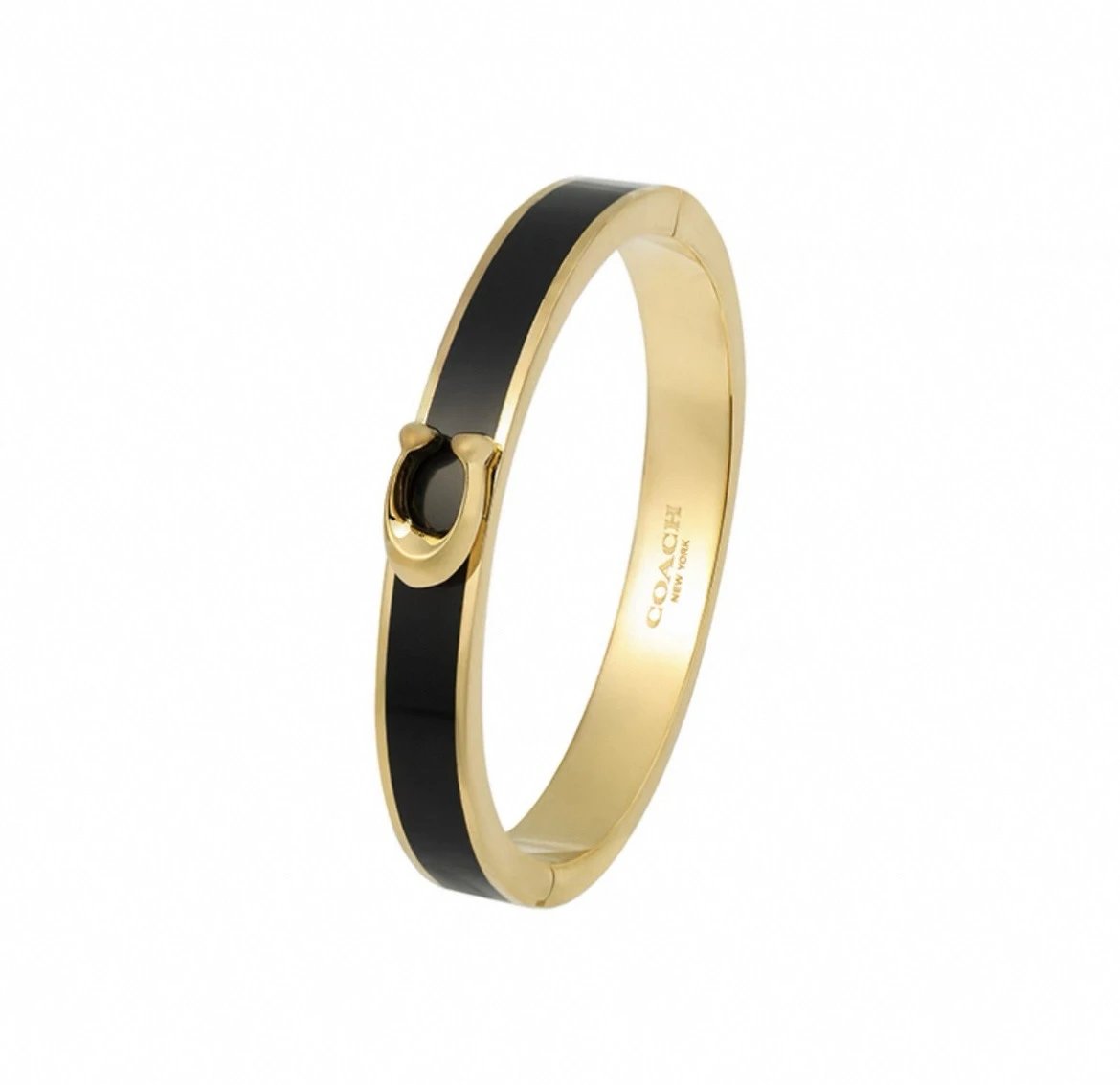 Coach Jewelry Signature C Hinge Bangle Bracelet — Big c Bracelet Black