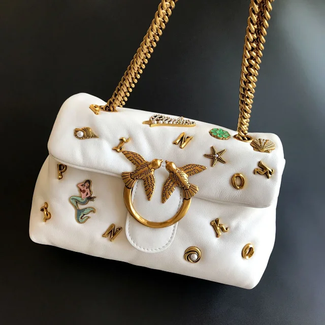 Pinko Crossbody Bags Padded quilted bag with double-bird clasp and chain strap product detail image 34