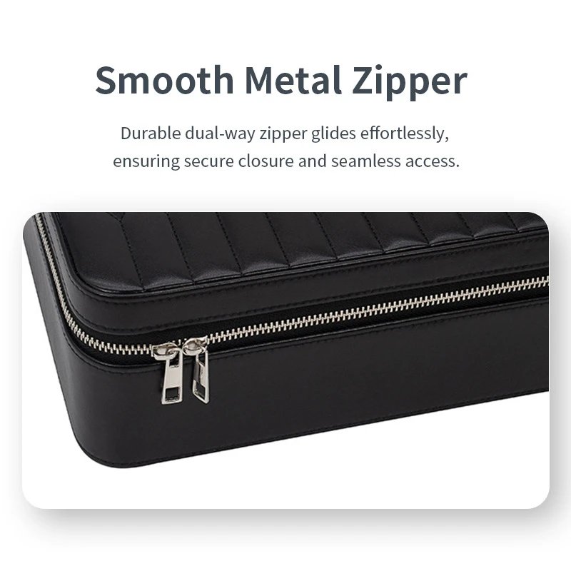 Unbranded Uncategorized Quilted PU Leather Zip Jewelry Storage Case with Handle image 4