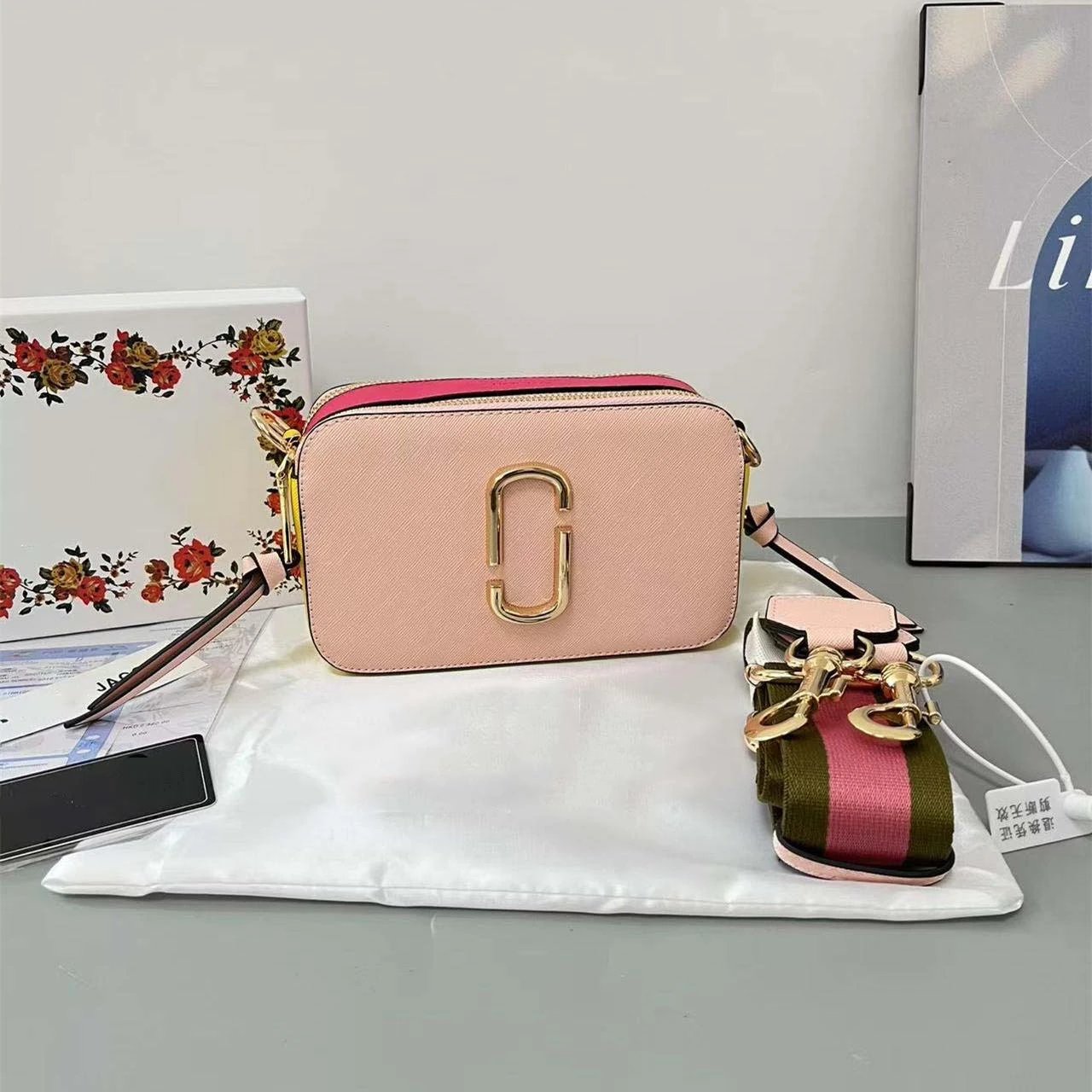Marc Jacobs Crossbody Bags Snapshot camera bag with double-J hardware and wide logo strap — Pink
