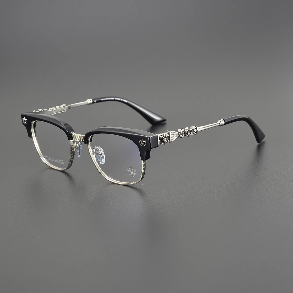 Unbranded Eyewear CH 8224 Half-Rim Floral Temple Frames image 2