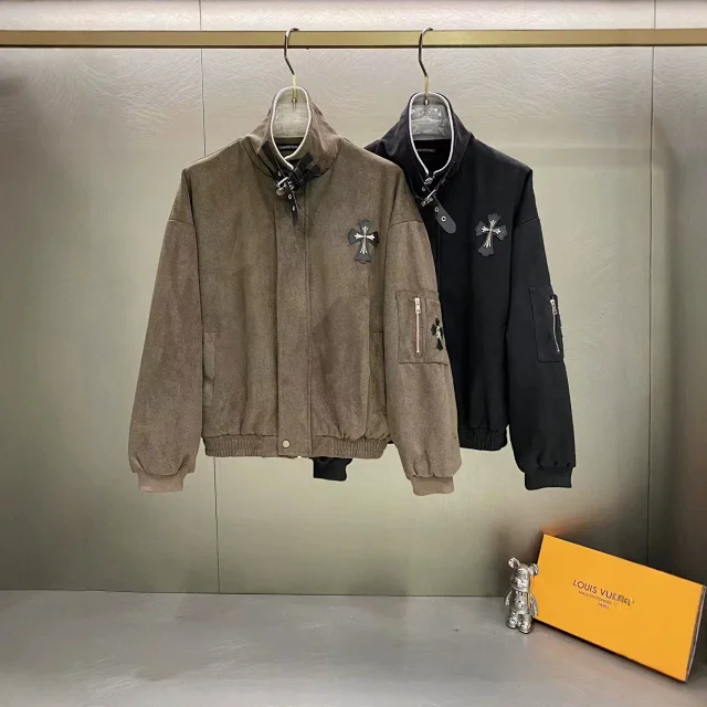 Chrome Hearts Jackets Cross Patch Bomber Jacket with Buckle Collar product detail image 2