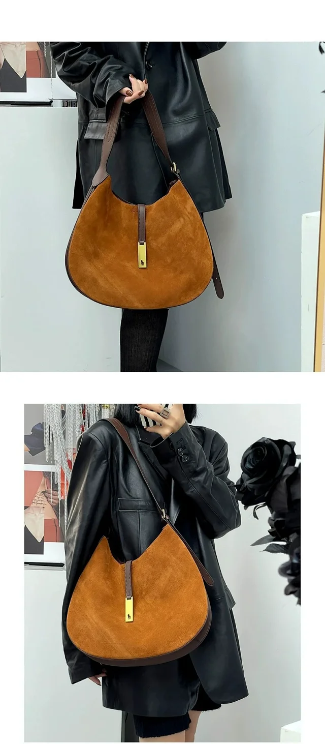 Ralph Lauren Shoulder Bags Crescent Hobo Bag with Gold Logo Plaque product detail image 12