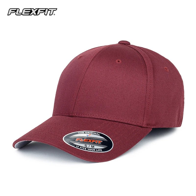 Flexfit Hats Fitted curved-brim baseball cap — Maroon Chestnut color
