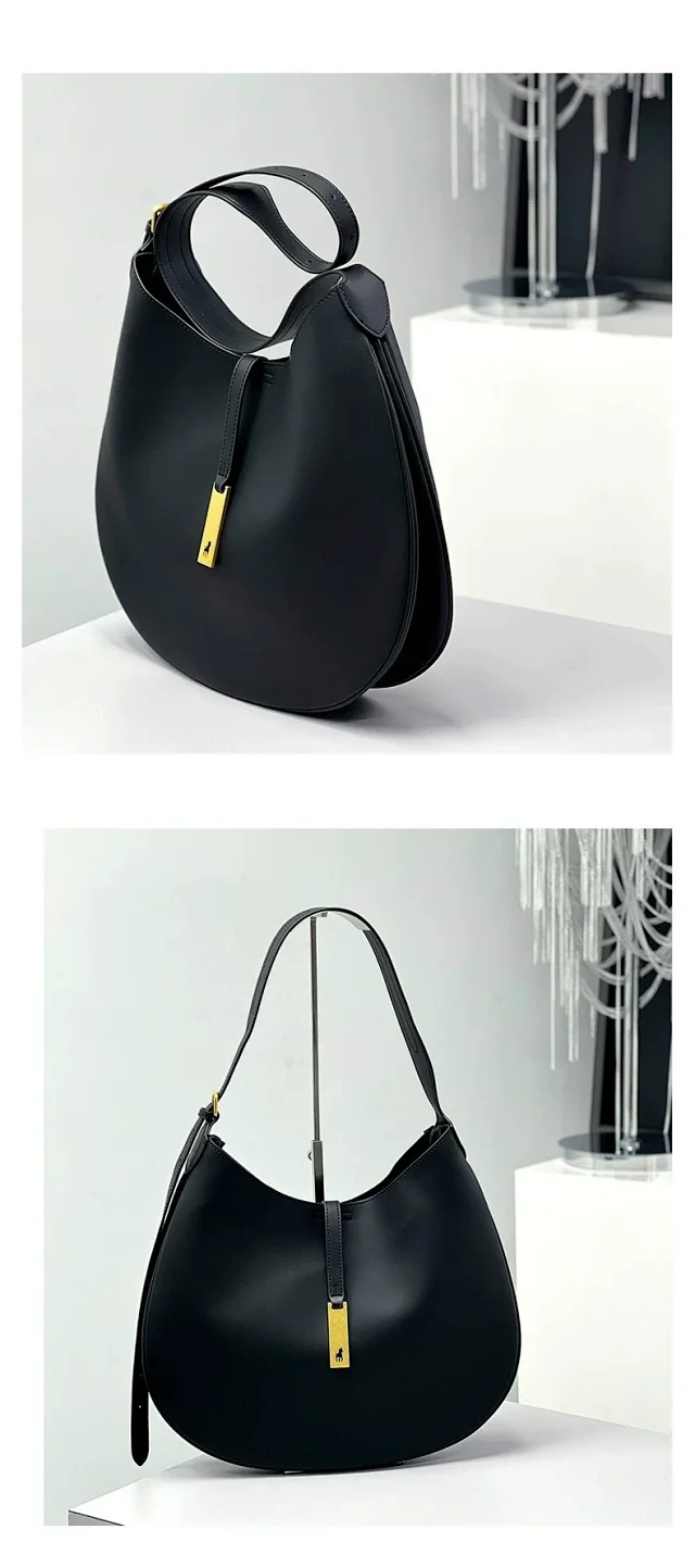 Ralph Lauren Shoulder Bags Crescent Hobo Bag with Gold Logo Plaque product detail image 21