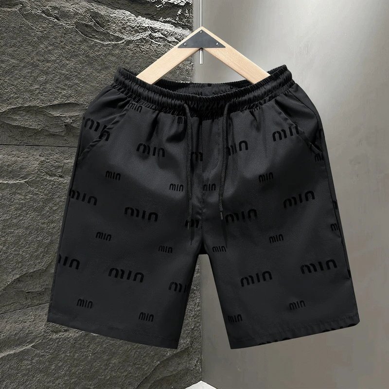Versace Shorts Elastic-waist drawstring all-over logo-print — 6K269-MIN