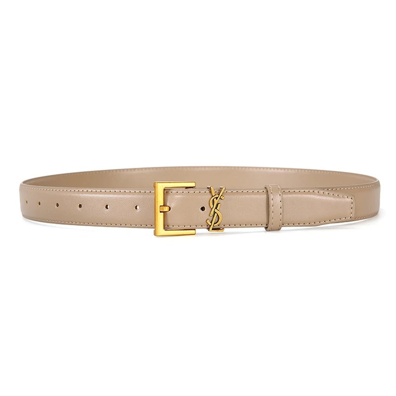 Saint Laurent Belts YSL monogram buckle — Beige-gold buckle