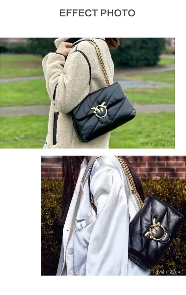 Pinko Crossbody Bags Padded quilted bag with double-bird clasp and chain strap product detail image 1
