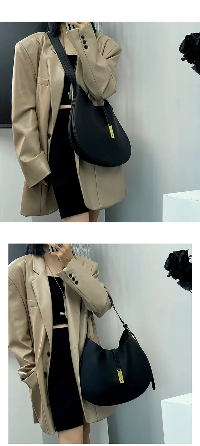 Ralph Lauren Shoulder Bags Crescent Hobo Bag with Gold Logo Plaque product detail image 17