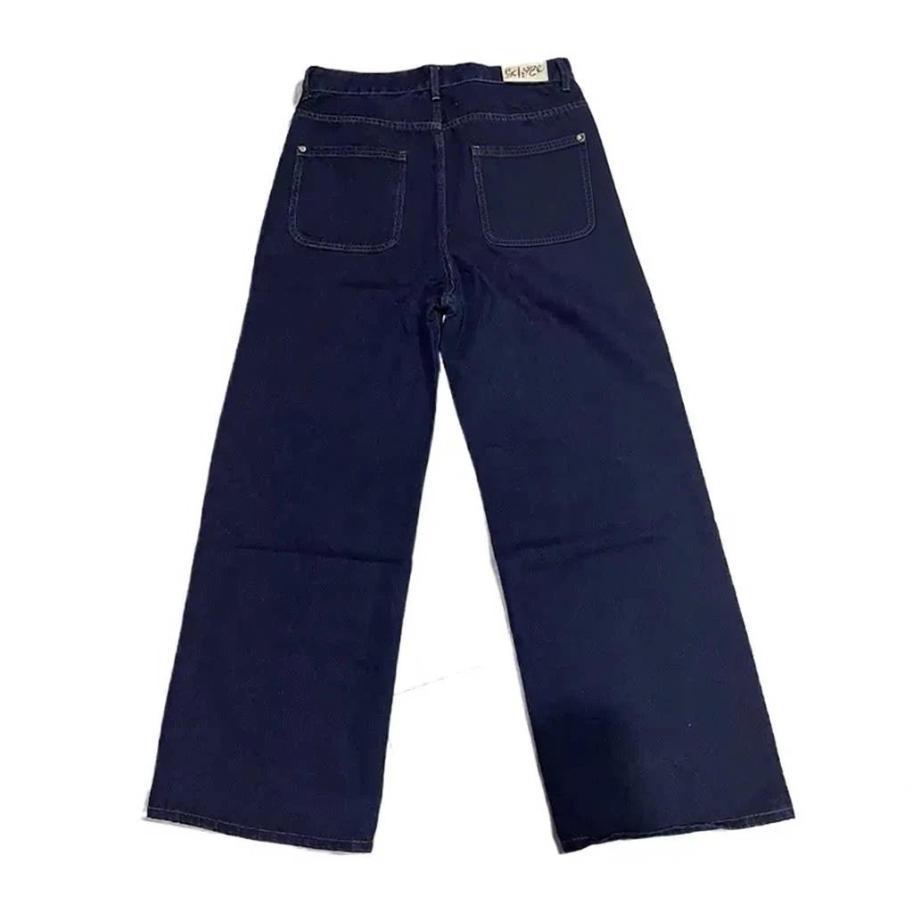 Unbranded Jeans Wide-Leg Floral Embroidered — Blue 1 (spot)