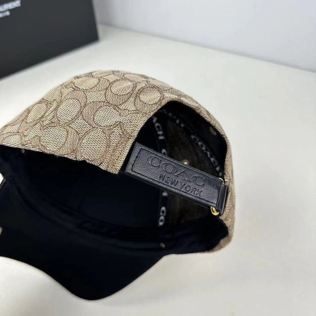 Coach Hats Signature C Print Baseball Cap with Faux Leather Brim image 5
