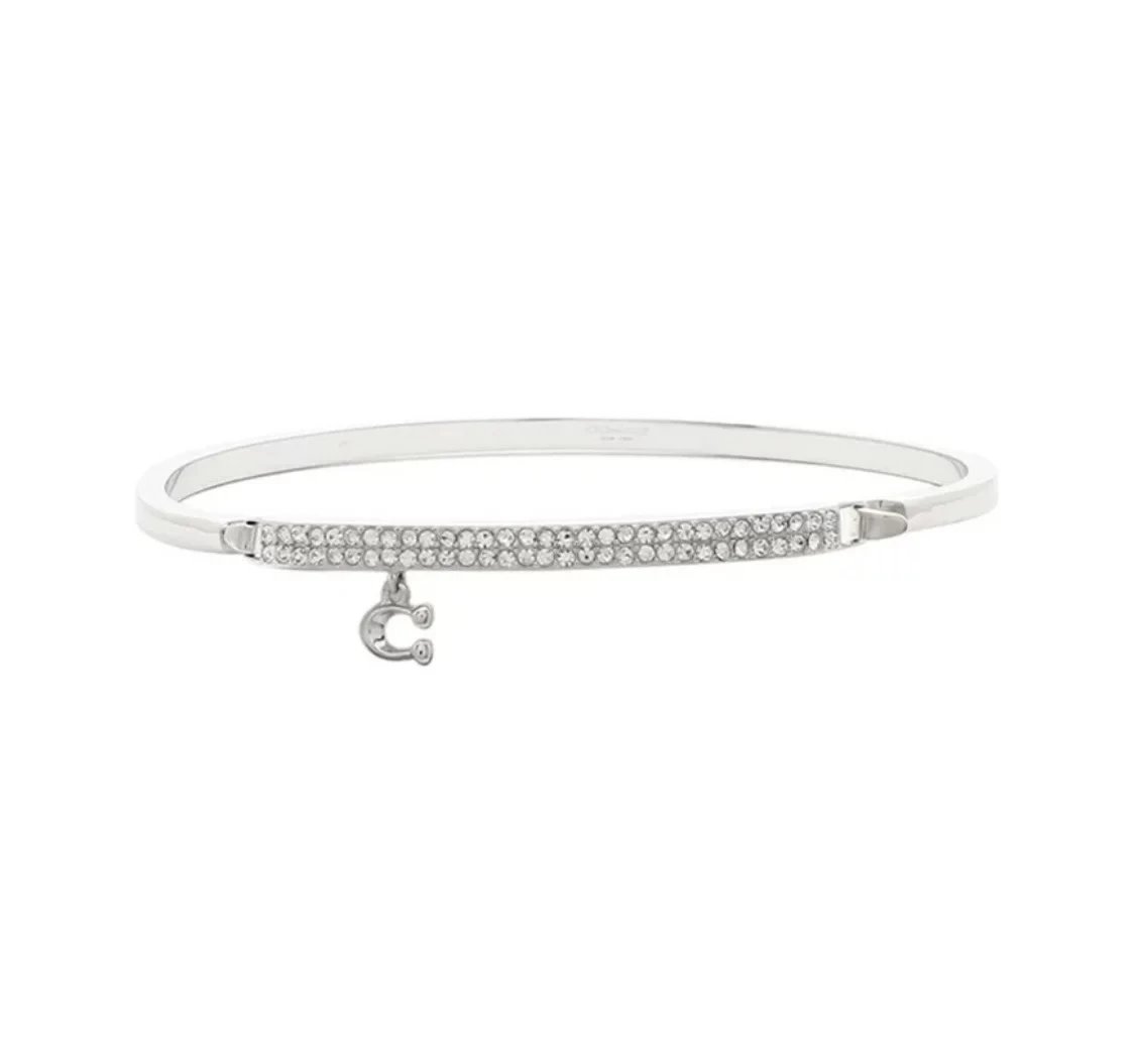 Coach Jewelry Signature C Hinge Bangle Bracelet — Platinum Single c Bracelet
