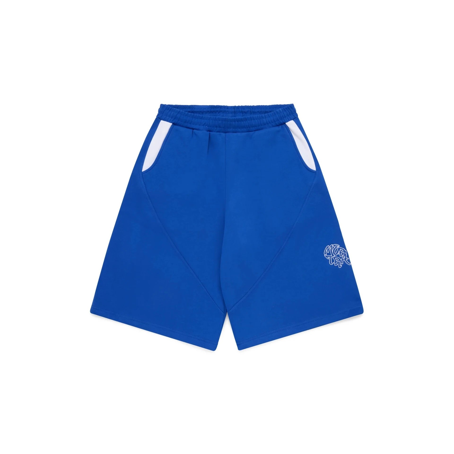 Unbranded Shorts Embroidered Letter Sweat with Contrast Pocket Inserts — blue