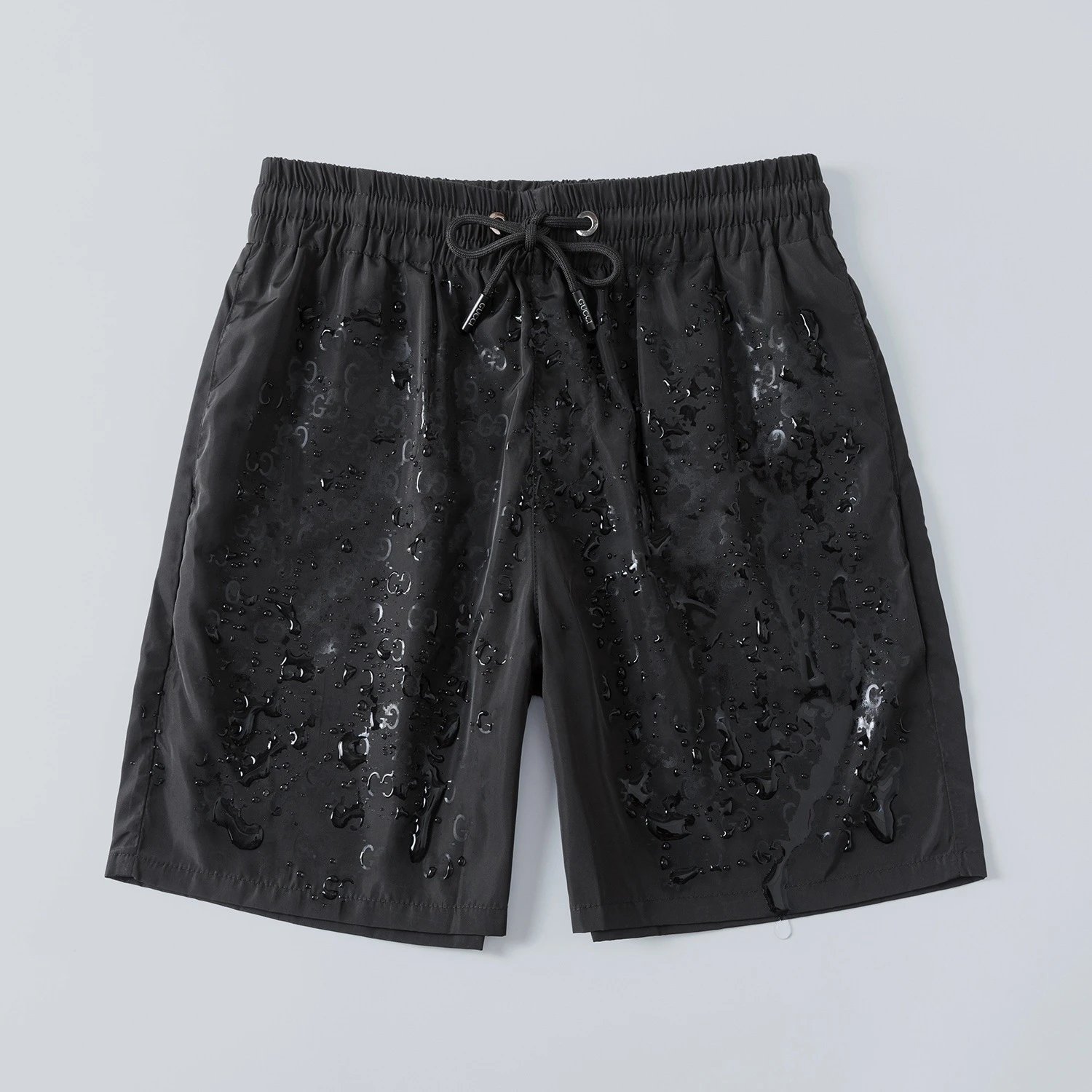 Dior Swimwear Elastic Drawstring Logo-Print Swim Shorts — 3821 black