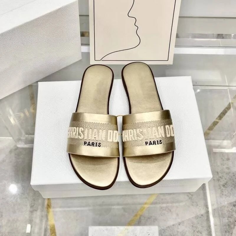 Christian Dior Sandals Flat slide with embroidered logo strap image 2