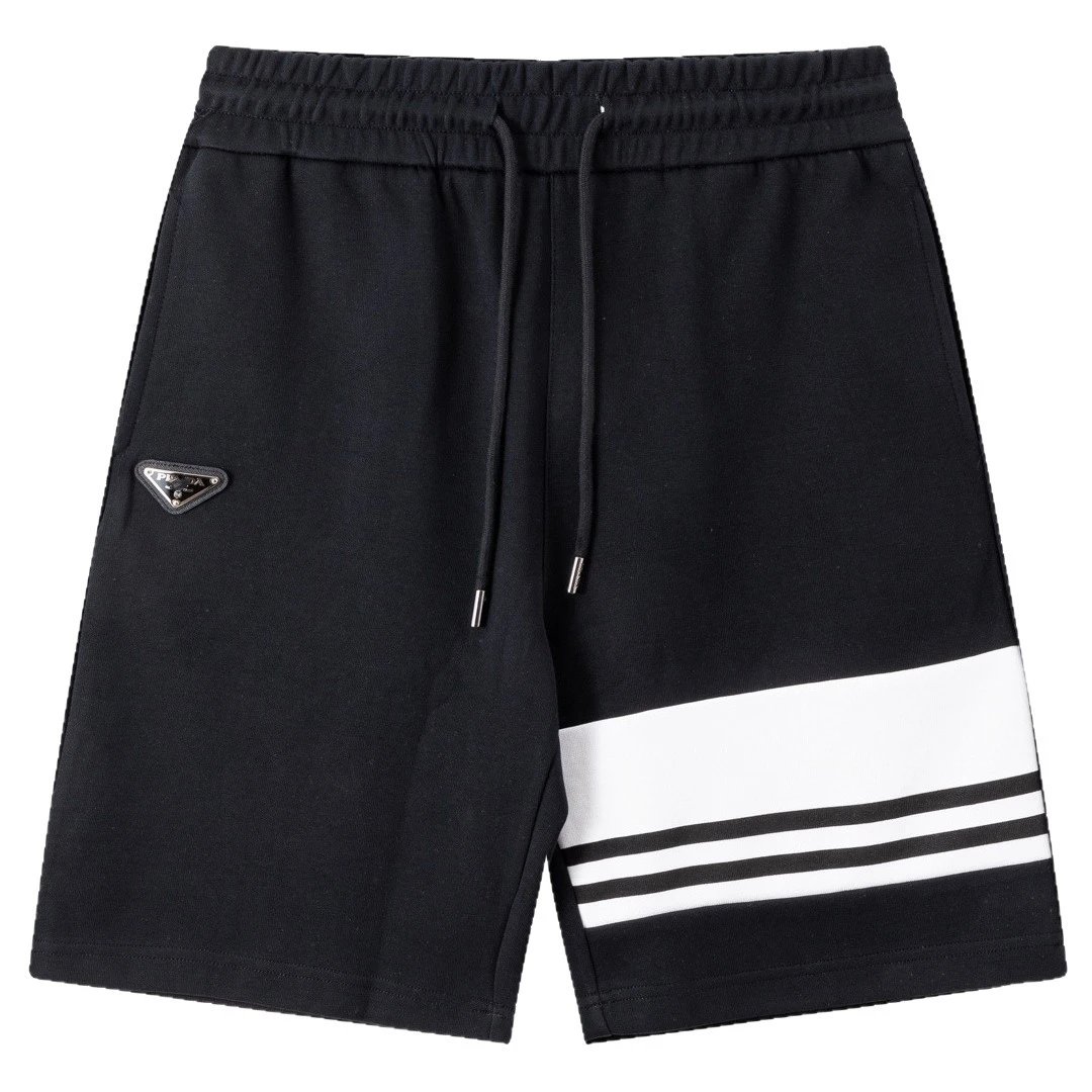Prada Shorts Elastic Drawstring with Contrast Striped Leg Panel image 5