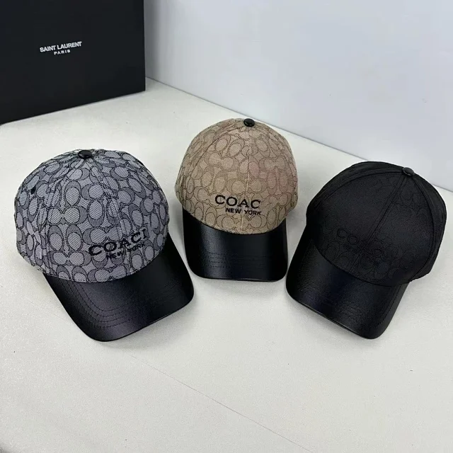 Coach Hats Signature C Print Baseball Cap with Faux Leather Brim product detail image 1