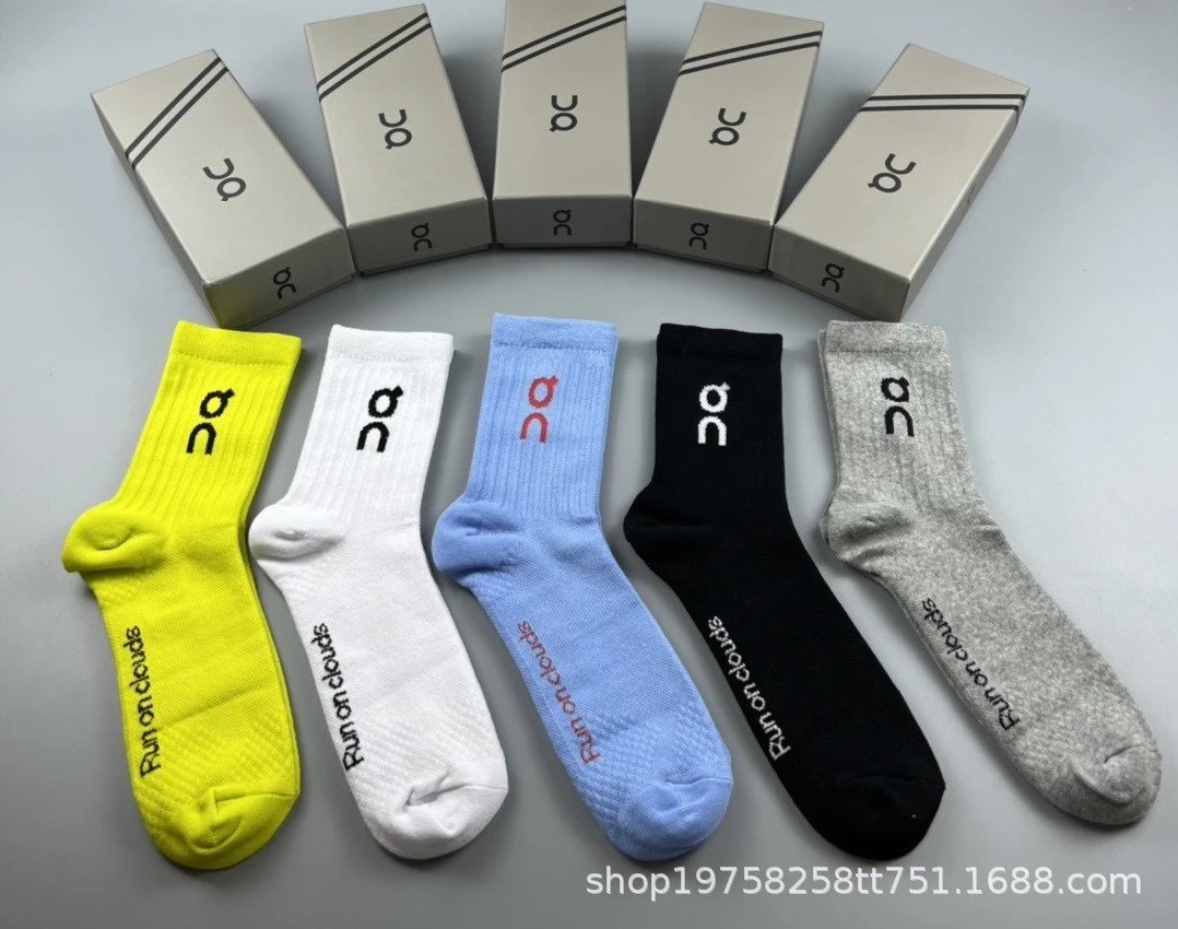 On Socks 5-Pair Logo Crew — 5 Double color mixed (original boxed 04)