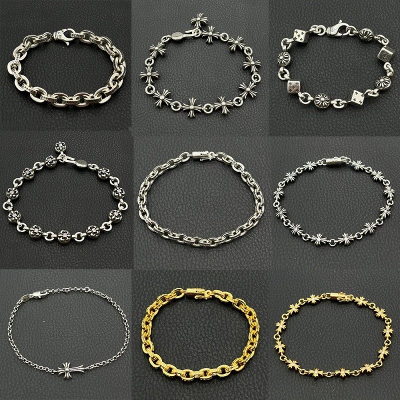 Chrome Hearts Jewelry 925 Silver Chain Bracelet with Cross and Floral Motifs product image