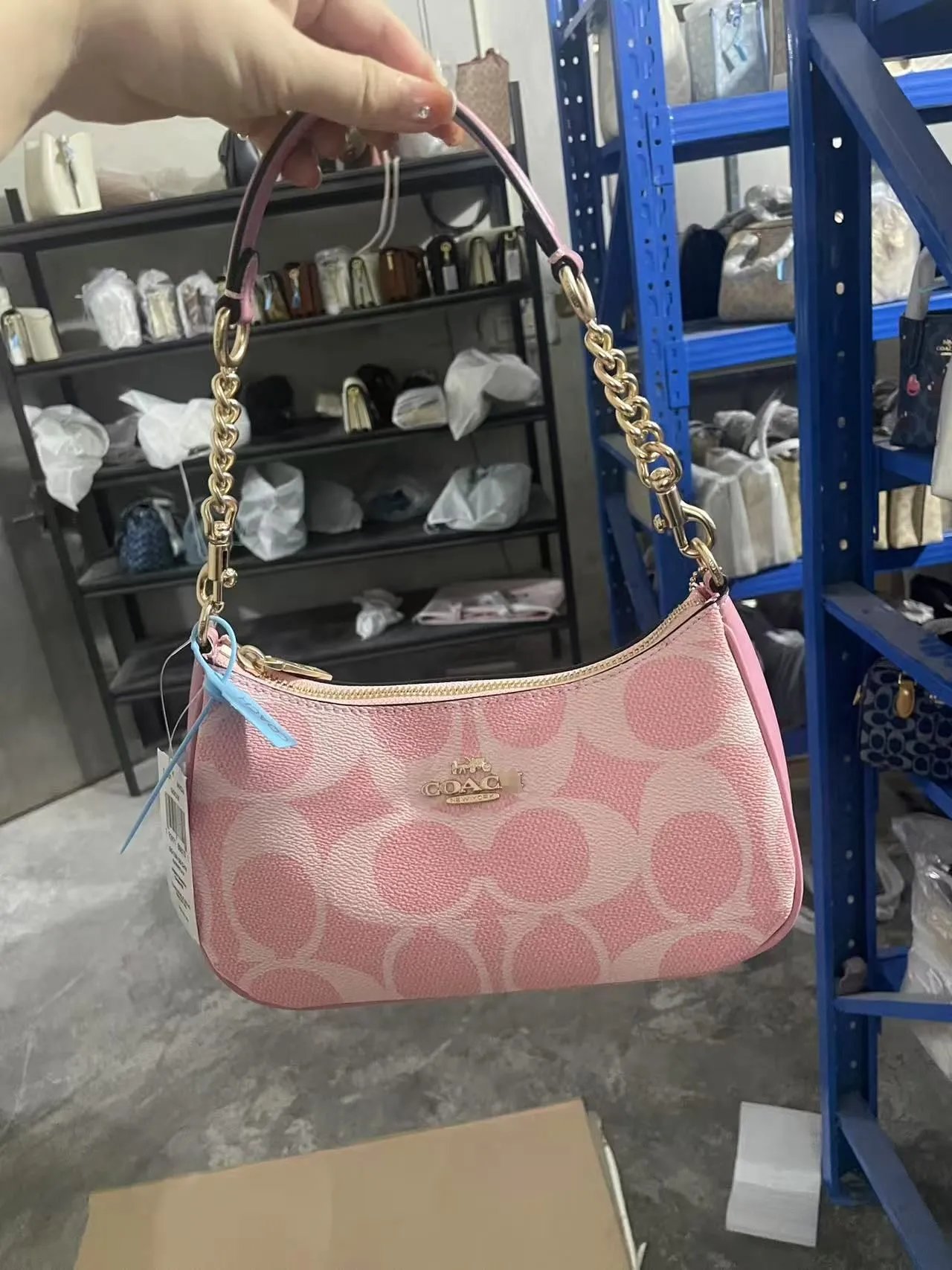 Coach Shoulder Bags Signature canvas chain-strap bag — Pink Airplane Gift Bag》