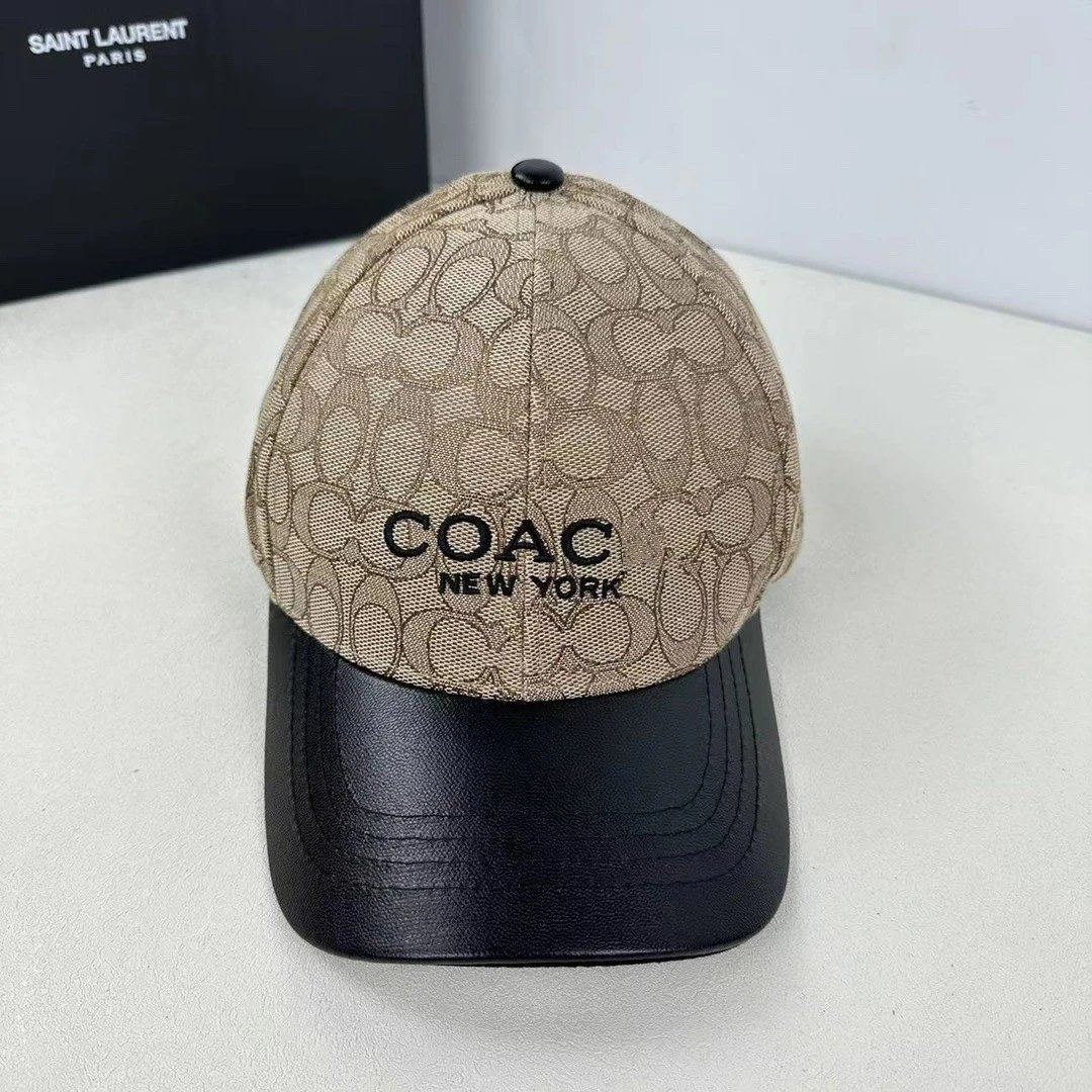 Coach Hats Signature C Print Baseball Cap with Faux Leather Brim image 2