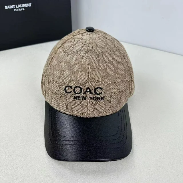 Coach Hats Signature C Print Baseball Cap with Faux Leather Brim product detail image 2