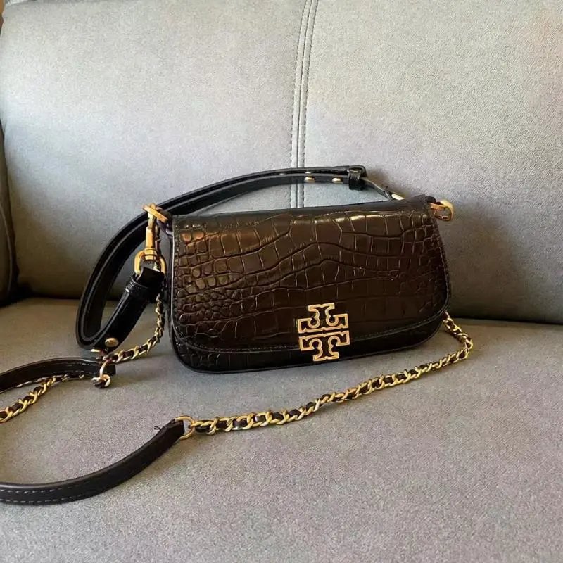 Tory Burch Crossbody Bags Britten Convertible Bag — Crocodile-pattern black