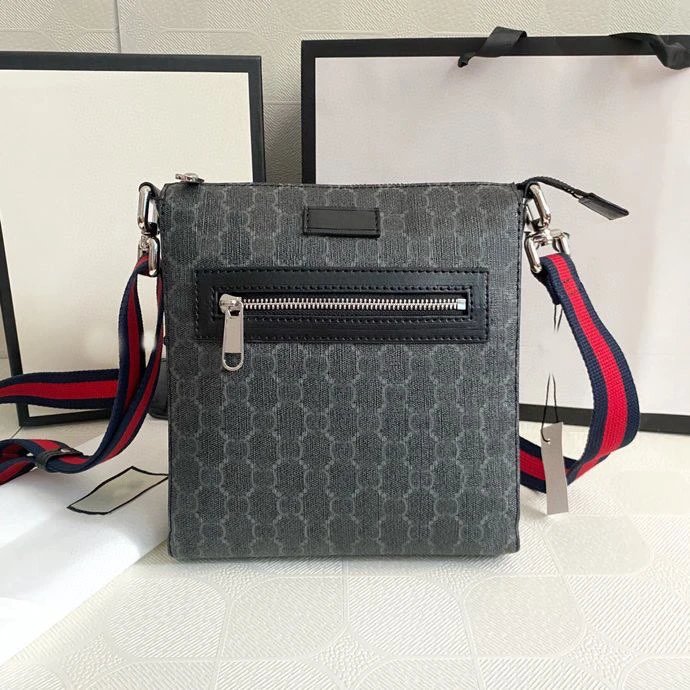Unbranded Crossbody Bags Monogram-Pattern Bag with Front Zip Pocket and Striped Strap image 5