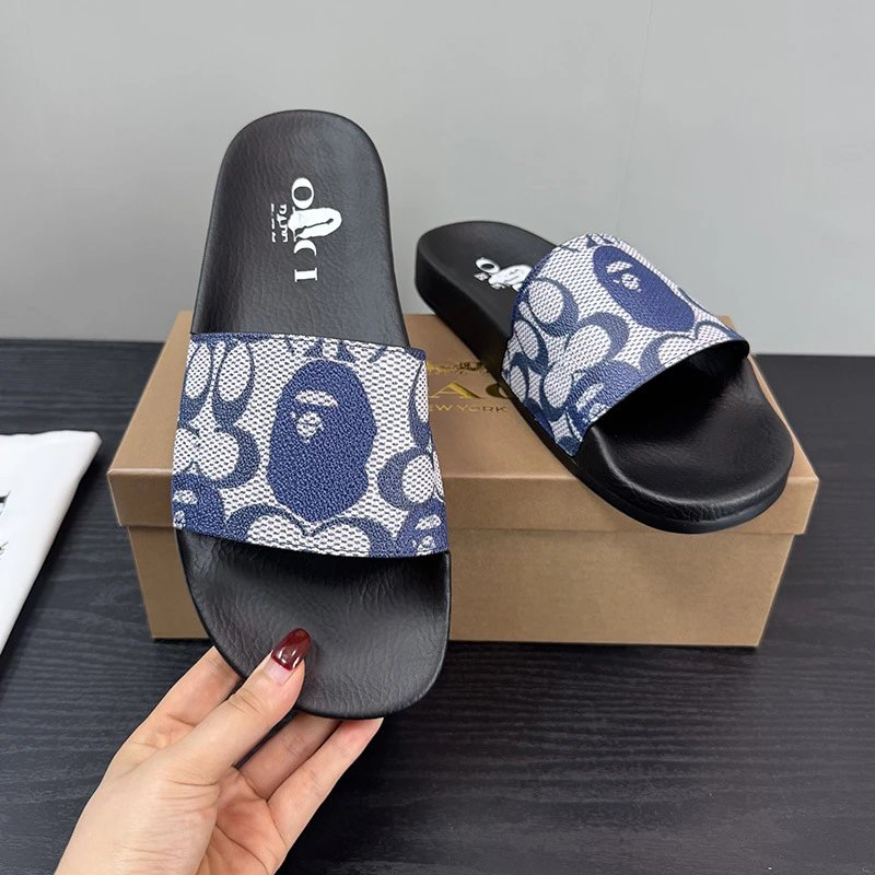 Coach Slippers Monogram Print Slide — Blue【NEW】